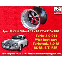 1 pc. wheel Porsche  Fuchs 11x15 ET-27 5x130 RSR style 911 turbo body back axle, turbo 3,3 brakes clear