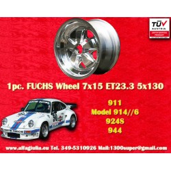 Porsche  Fuchs 7x15 ET23.3 5x130 fully polished 911 -1989, 914 6, 944 -1986, 924 turbo-Carrera GT cerchio wheel jante llanta fel